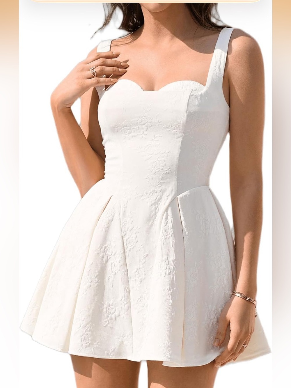 Corset Mini Dress Summer Flowy A Line Short Party Dress Beige Small. 1700/DC-3